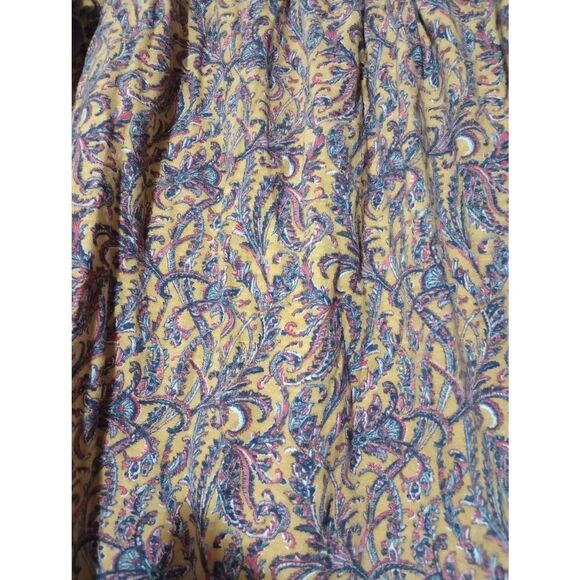 Lucky Brand Shirt Ladies‎ Small Yellow Paisley Short Sleeve - Picture 4 of 7